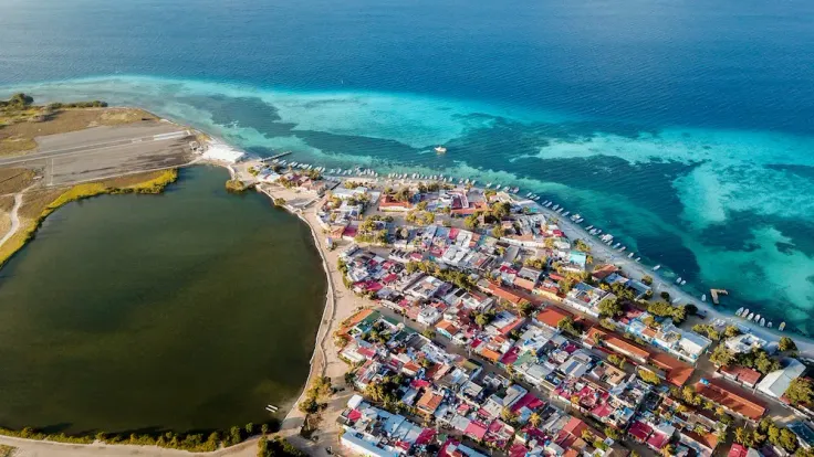 Aerial View of Grand Roques Town on an Island in Venezuela